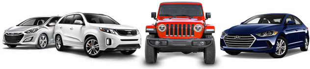 1 Jeep Wrangler and 3 rental cars